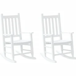 Stoelen*vidaXL Schommelstoelen 2 st voor kinderen massief populierenhout Wit