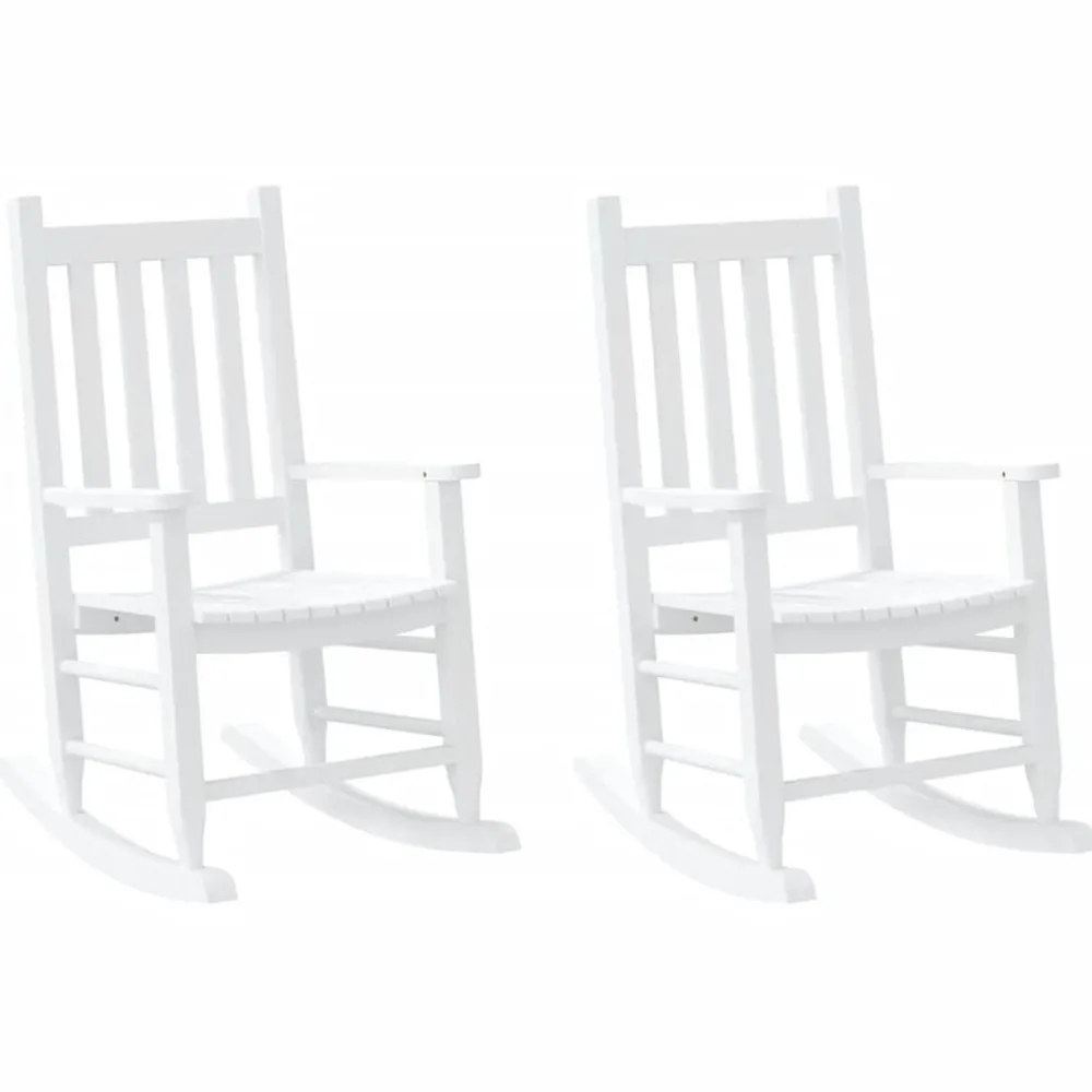 Stoelen*vidaXL Schommelstoelen 2 st voor kinderen massief populierenhout Wit