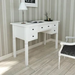 Schrijftafel met 5 lades>vidaXL New