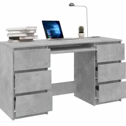 Kantoormeubelen*vidaXL Schrijftafel 140x50x77 cm bewerkt hout Betongrijs