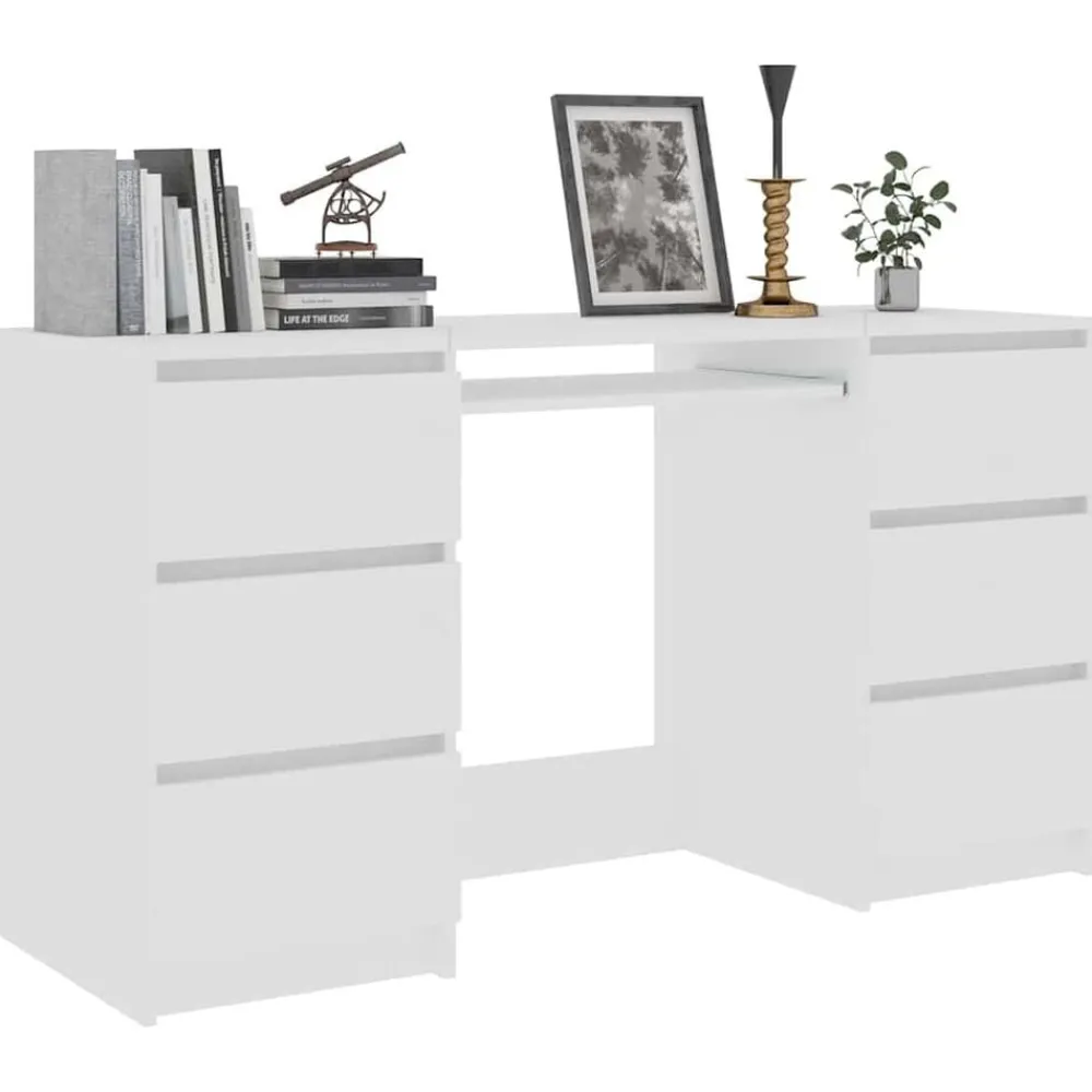 Kantoormeubelen*vidaXL Schrijftafel 140x50x77 cm bewerkt hout Wit