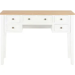 Kantoormeubelen*vidaXL Schrijftafel 109,5x45x77,5 cm hout wit Bruin en wit