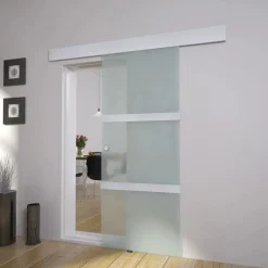 Schuifdeur 178 cm glas en aluminium zilverkleurig>vidaXL New