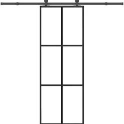 Schuifdeur met beslag 76x205 cm ESG-glas en aluminium>vidaXL Online