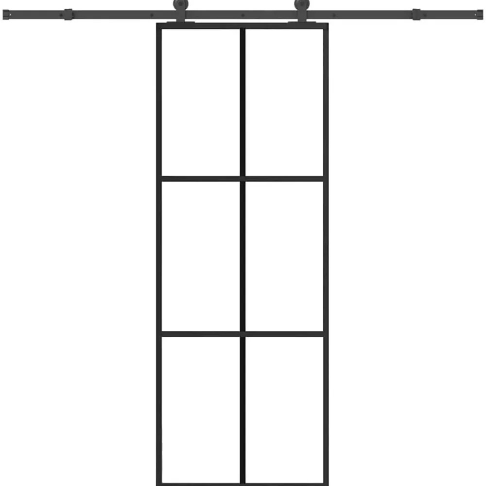 Schuifdeur met beslag 76x205 cm ESG-glas en aluminium>vidaXL Online