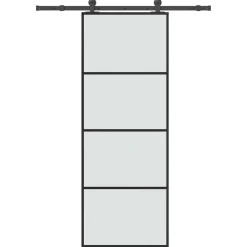 Schuifdeur met beslag 76x205 cm ESG-glas en aluminium>vidaXL Outlet