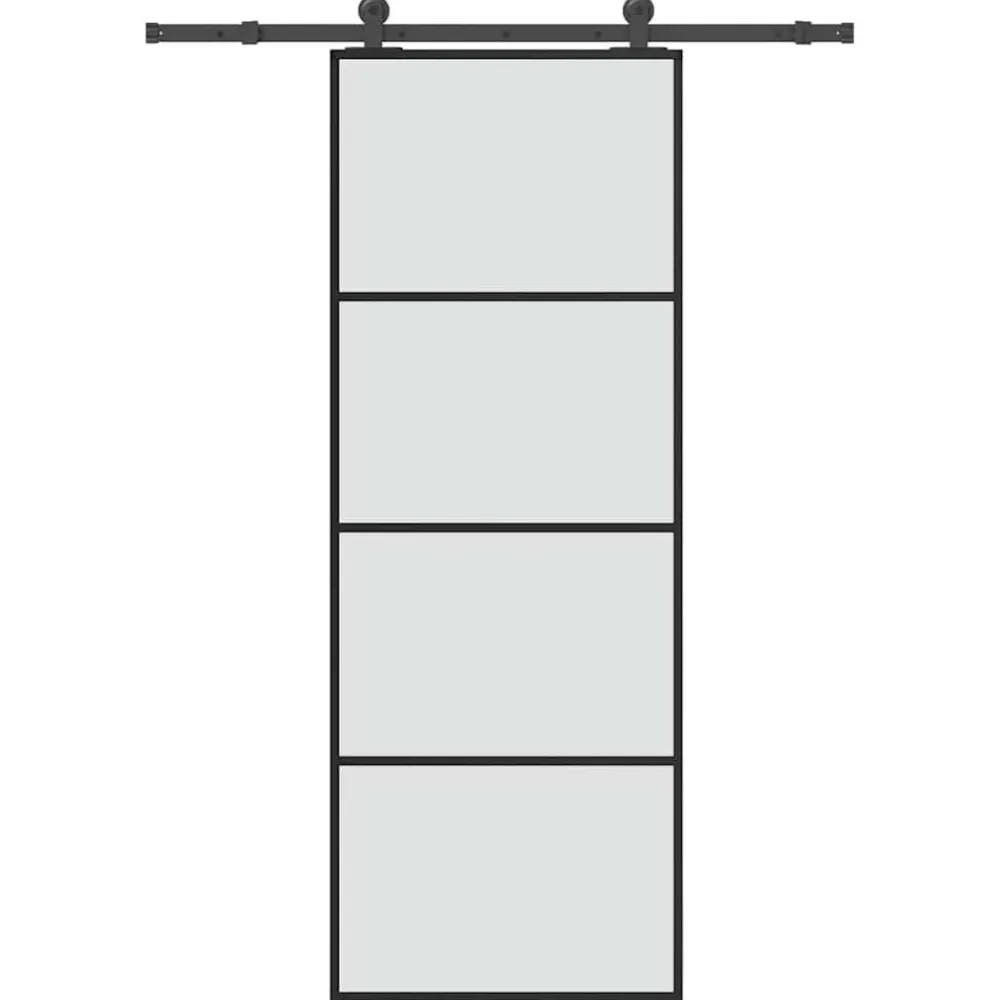 Schuifdeur met beslag 76x205 cm ESG-glas en aluminium>vidaXL Outlet