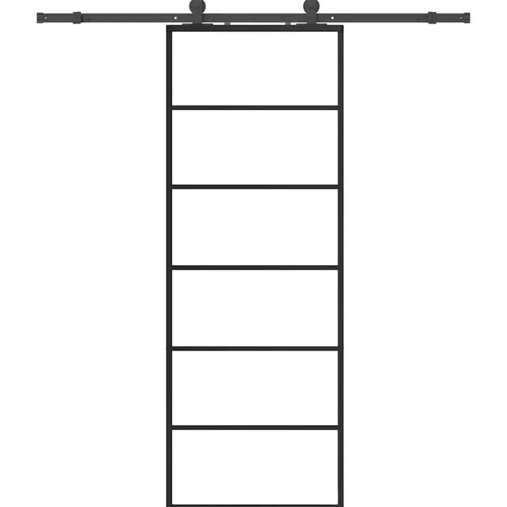 Bouwmaterialen*vidaXL Schuifdeur met beslagset 76x205 cm ESG glas zwart
