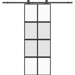 Schuifdeur met beslagset 76x205 cm gehard glas zwart>vidaXL Hot