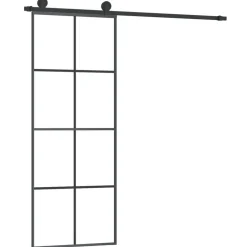 Bouwmaterialen*vidaXL Schuifdeur met beslag 76x205 cm ESG-glas en aluminium