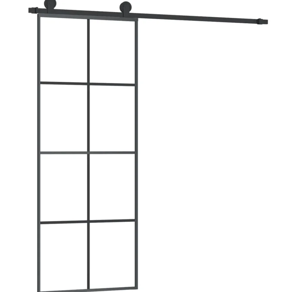 Bouwmaterialen*vidaXL Schuifdeur met beslag 76x205 cm ESG-glas en aluminium