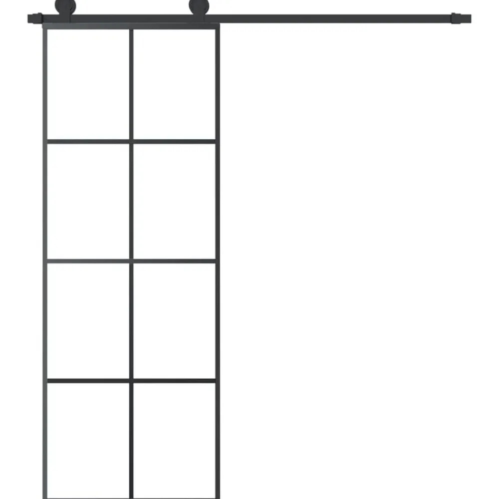Bouwmaterialen*vidaXL Schuifdeur met beslag 76x205 cm ESG-glas en aluminium