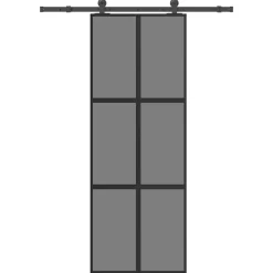 Schuifdeur met beslag 76x205 cm gehard glas en aluminium>vidaXL