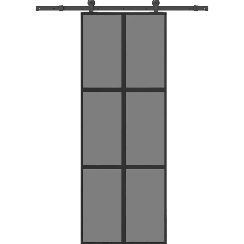 Schuifdeur met beslag 76x205 cm gehard glas en aluminium>vidaXL