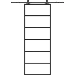 Bouwmaterialen*vidaXL Schuifdeur met beslag 76x205 cm ESG-glas en aluminium