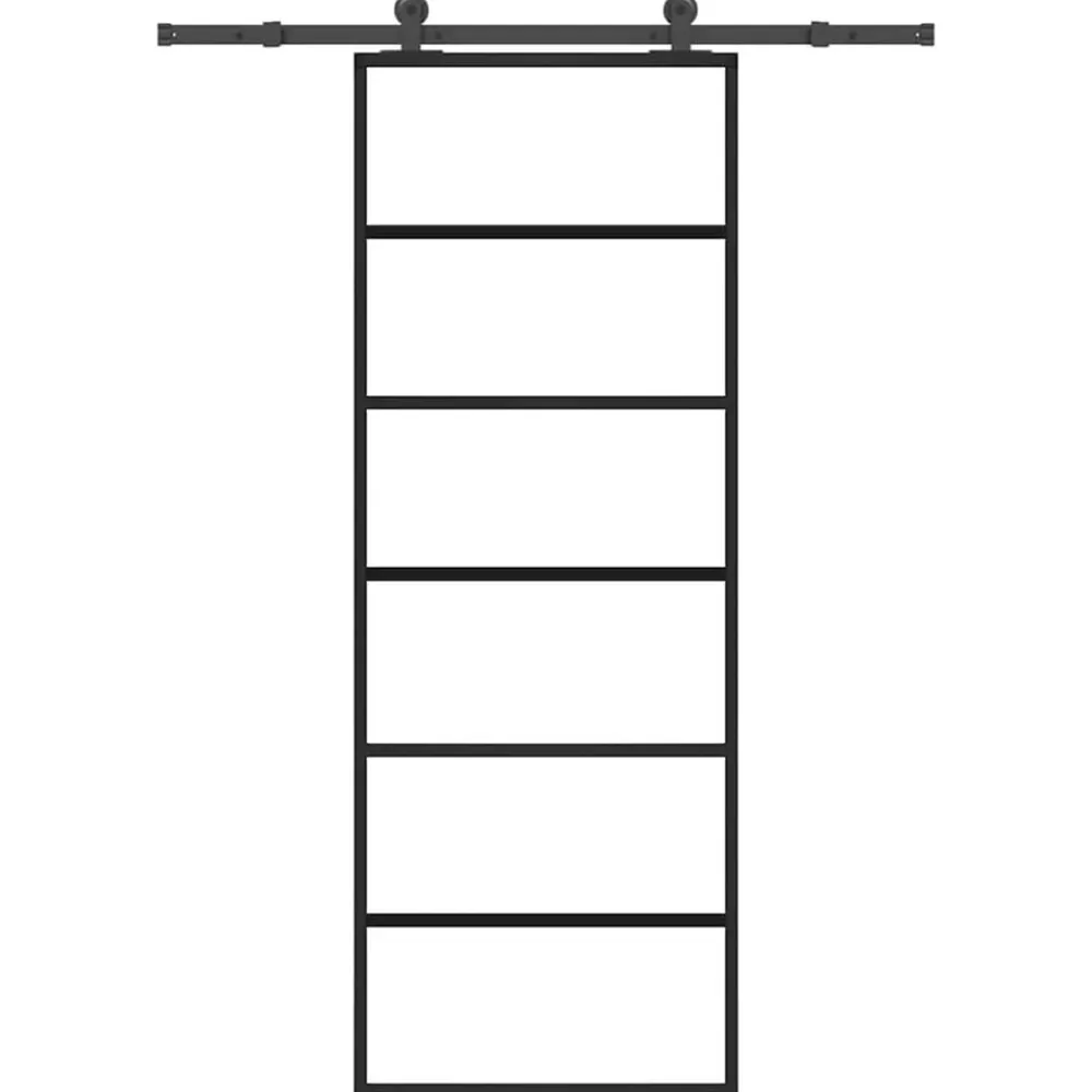 Bouwmaterialen*vidaXL Schuifdeur met beslag 76x205 cm ESG-glas en aluminium