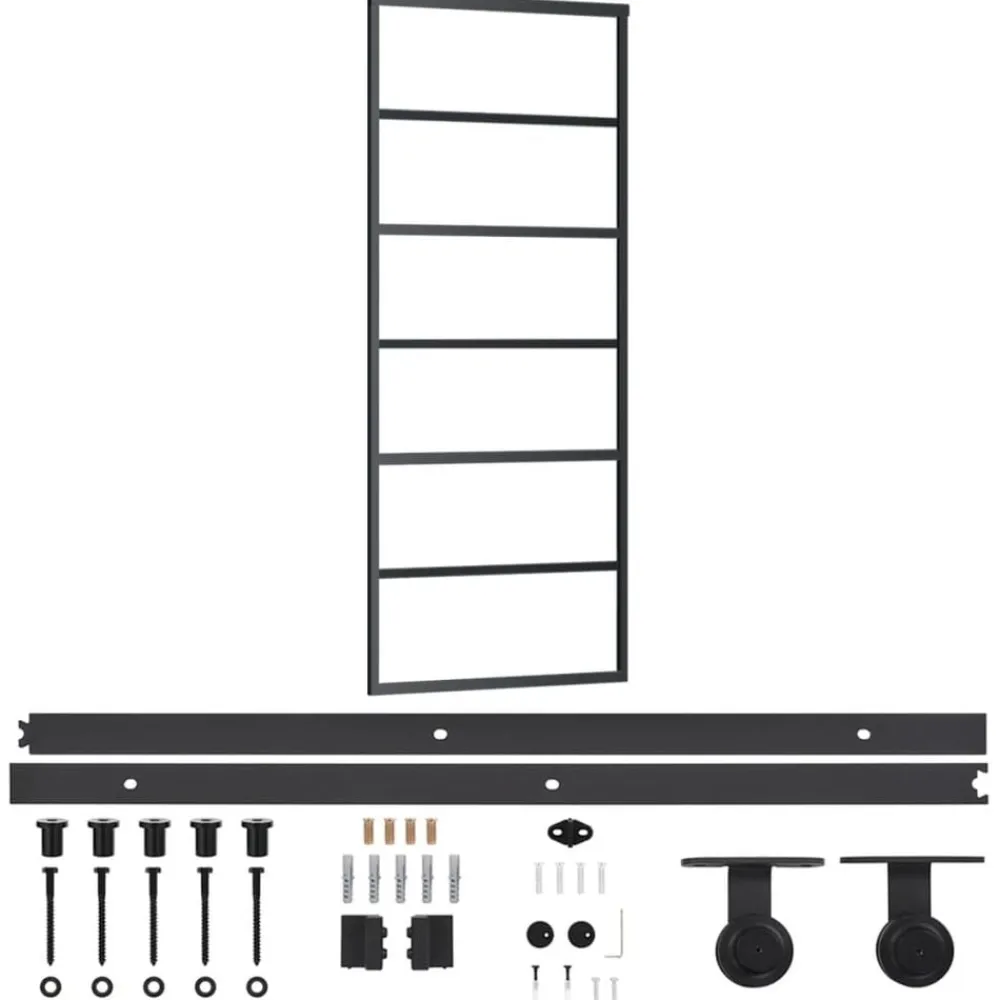 Schuifdeur met beslag 76x205 cm aluminium en ESG-glas>vidaXL