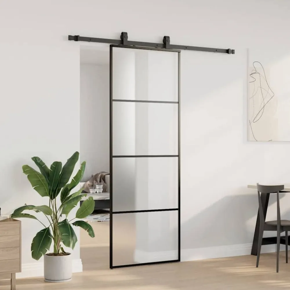 Schuifdeur met beslagset 76x205 cm ESG glas>vidaXL Best