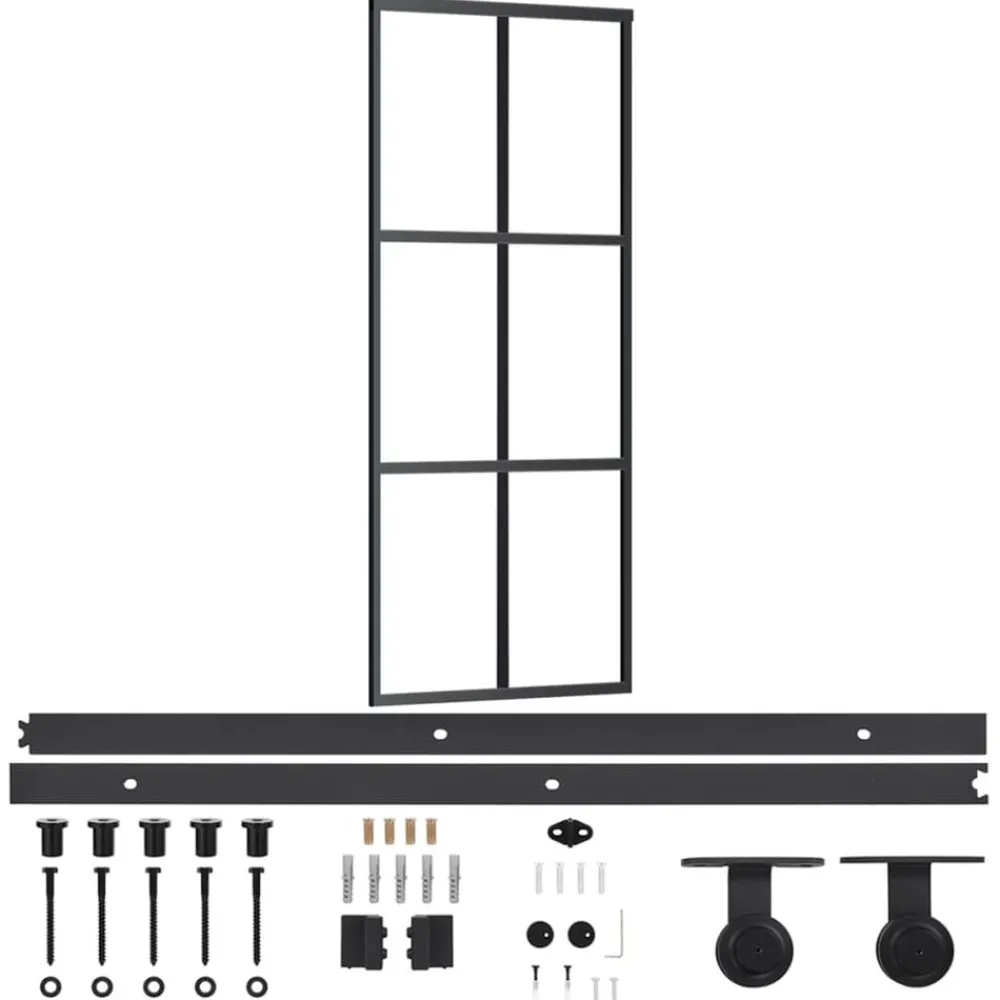 Bouwmaterialen*vidaXL Schuifdeur met beslag 76x205 cm aluminium en ESG-glas