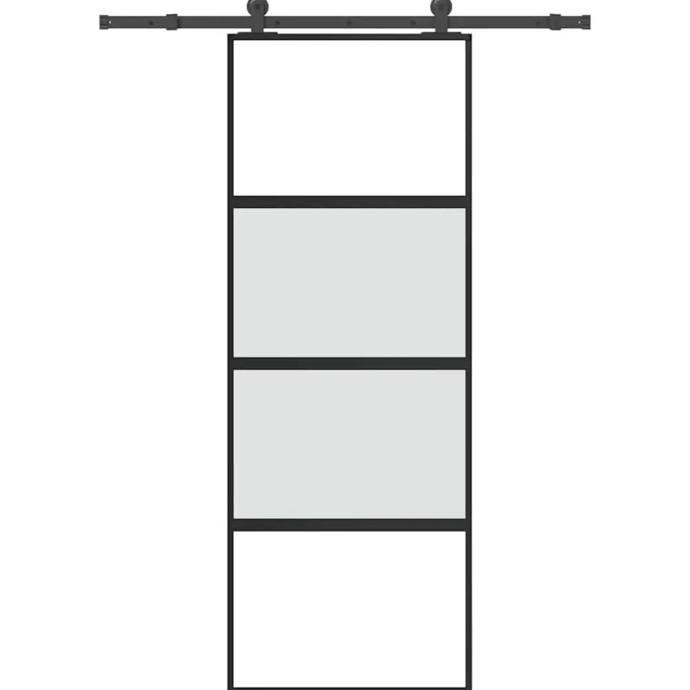 Schuifdeur met beslag 76x205 cm gehard glas en aluminium>vidaXL Hot