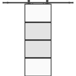 Bouwmaterialen*vidaXL Schuifdeur met beslagset 76x205 cm gehard glas zwart Zwart en mat