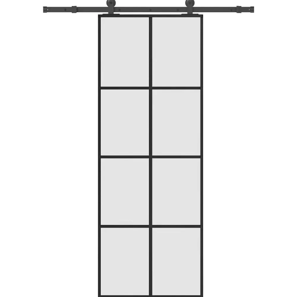 Schuifdeur met beslag 76x205 cm ESG-glas en aluminium>vidaXL Best