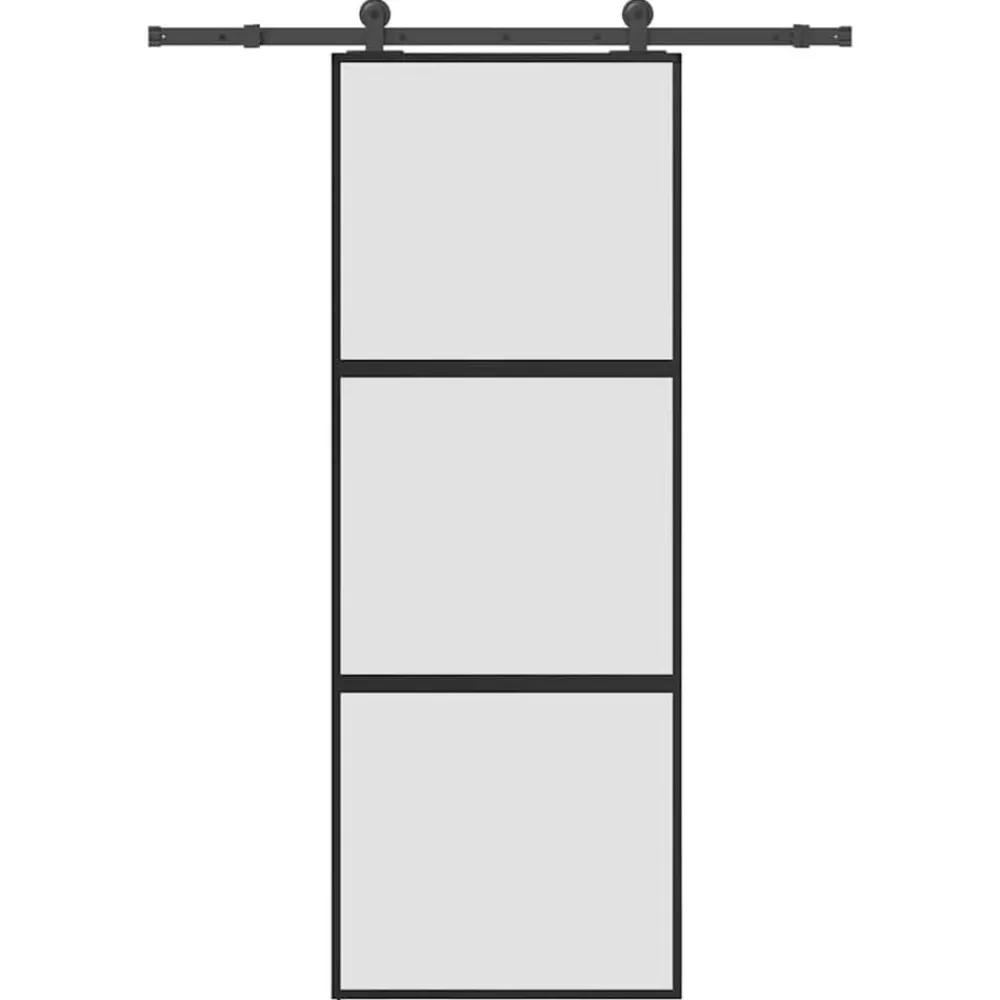 Bouwmaterialen*vidaXL Schuifdeur met beslag 76x205 cm gehard glas en aluminium