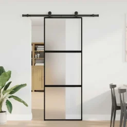 Bouwmaterialen*vidaXL Schuifdeur met beslag 76x205 cm gehard glas en aluminium