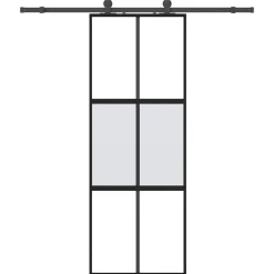 Schuifdeur met beslagset 76x205 cm gehard glas zwart>vidaXL Clearance