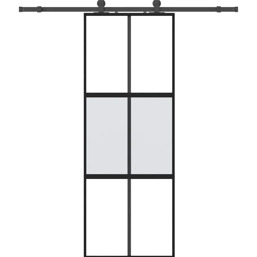 Schuifdeur met beslagset 76x205 cm gehard glas zwart>vidaXL Clearance
