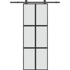 Schuifdeur met beslag 76x205 cm gehard glas en aluminium>vidaXL Best