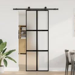 Schuifdeur met beslag 76x205 cm gehard glas en aluminium>vidaXL Best