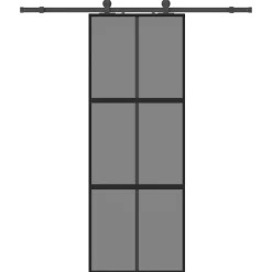 Bouwmaterialen*vidaXL Schuifdeur met beslagset 76x205 cm gehard glas zwart Zwart en donkertransparant