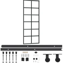 Schuifdeur met beslag 76x205 cm aluminium en ESG-glas>vidaXL Best