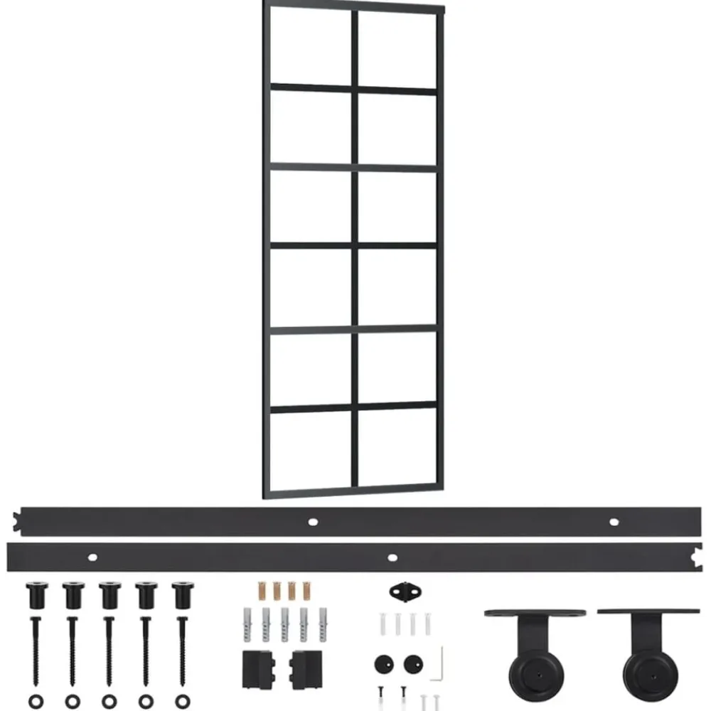 Schuifdeur met beslag 76x205 cm aluminium en ESG-glas>vidaXL Best