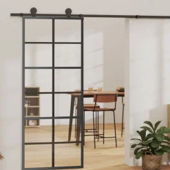 Schuifdeur met beslag 76x205 cm aluminium en ESG-glas>vidaXL Best