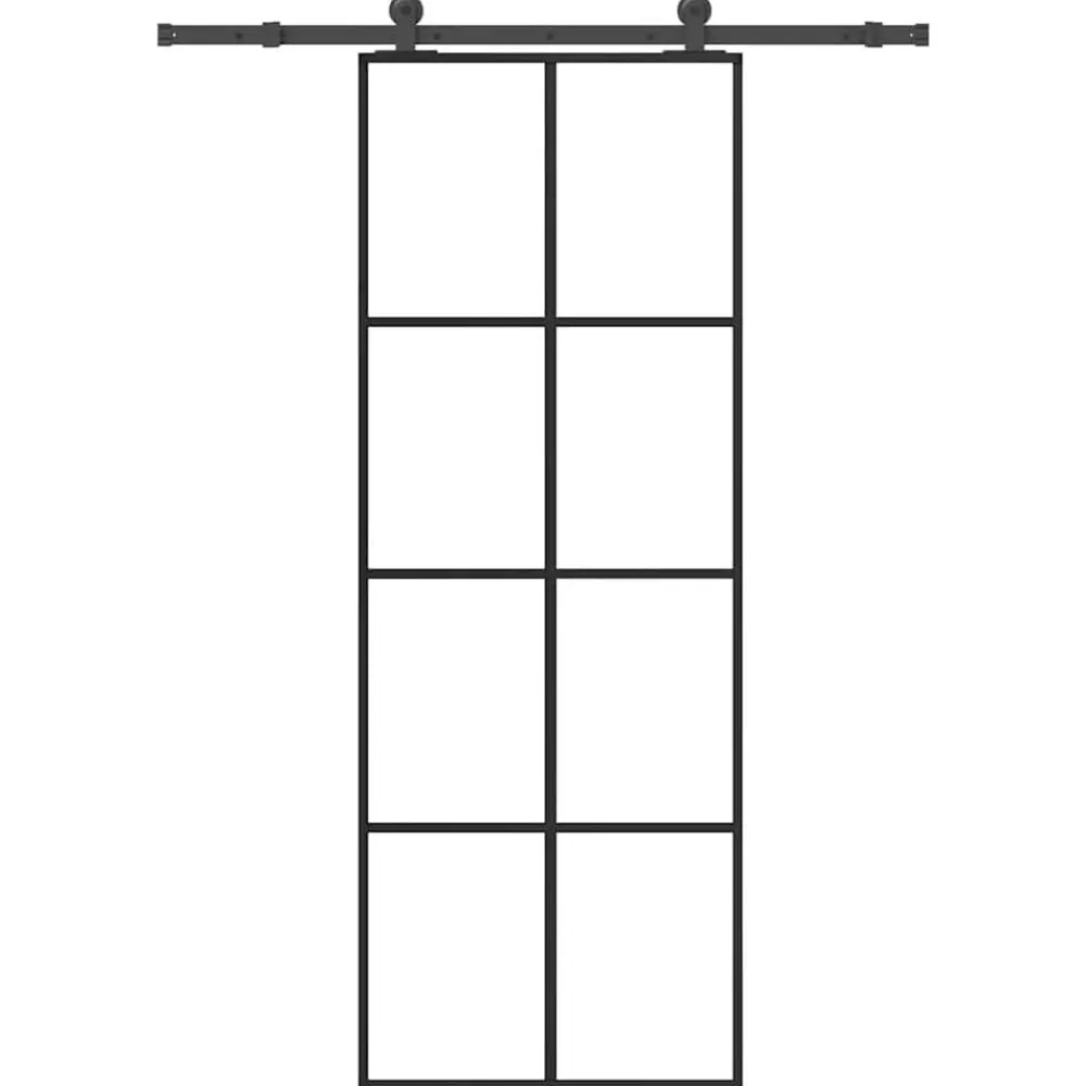 Bouwmaterialen*vidaXL Schuifdeur met beslag 76x205 cm ESG-glas en aluminium