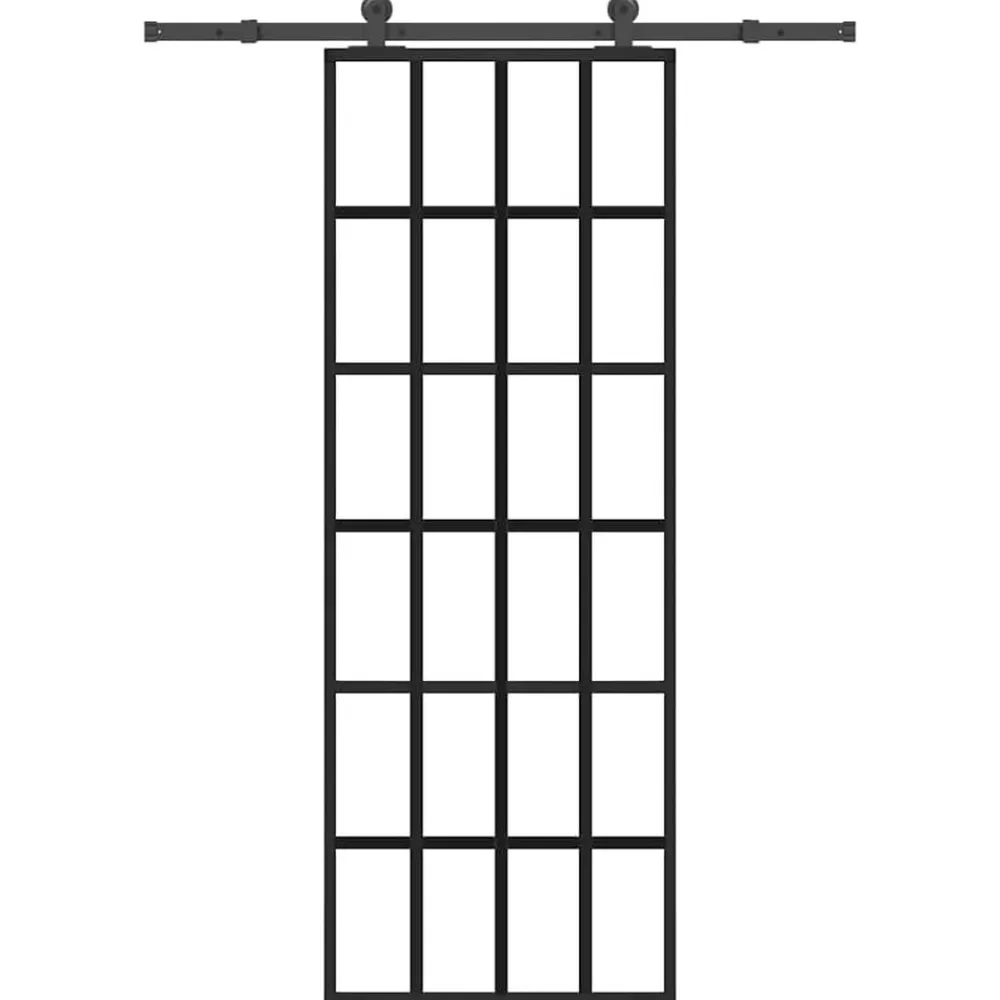 Schuifdeur met beslag 76x205 cm ESG-glas en aluminium>vidaXL Discount