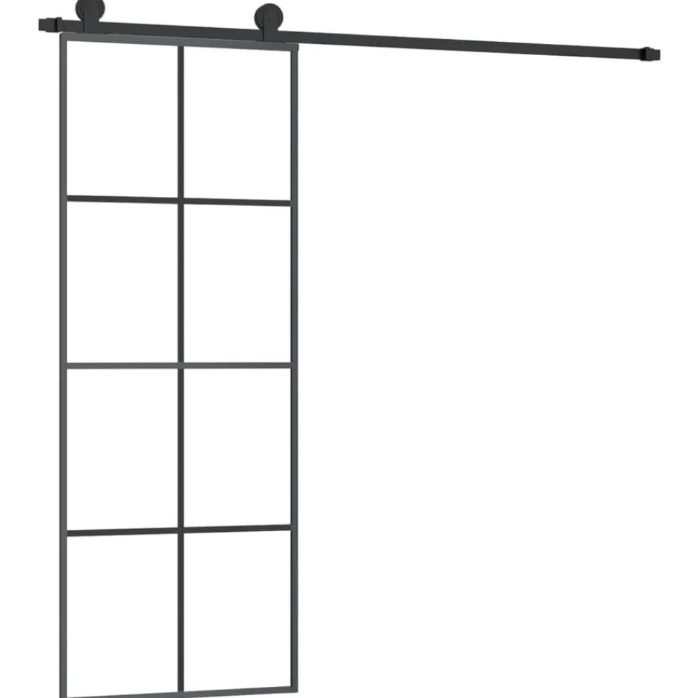 Bouwmaterialen*vidaXL Schuifdeur met beslag 76x205 cm ESG-glas en aluminium