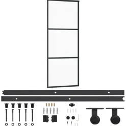 Schuifdeur met beslag 76x205 cm aluminium en ESG-glas>vidaXL New