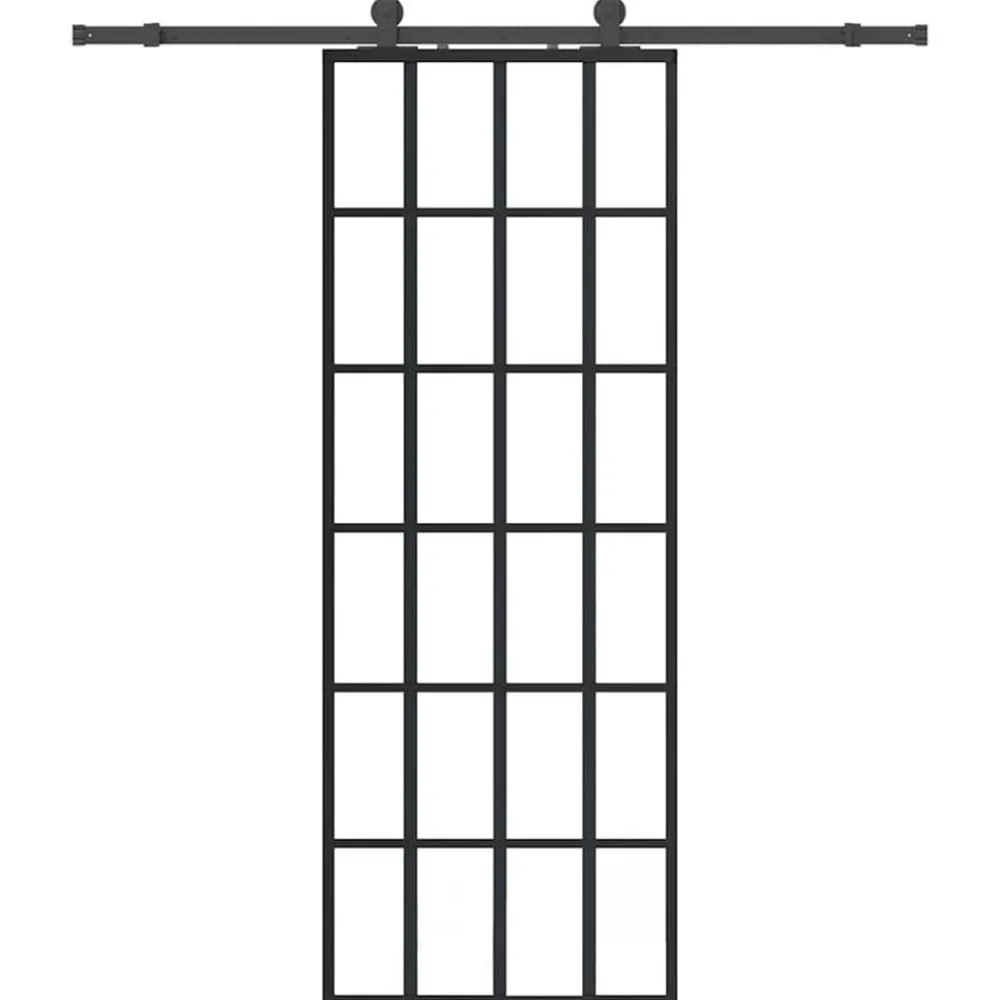Bouwmaterialen*vidaXL Schuifdeur met beslagset 76x205 cm ESG glas zwart