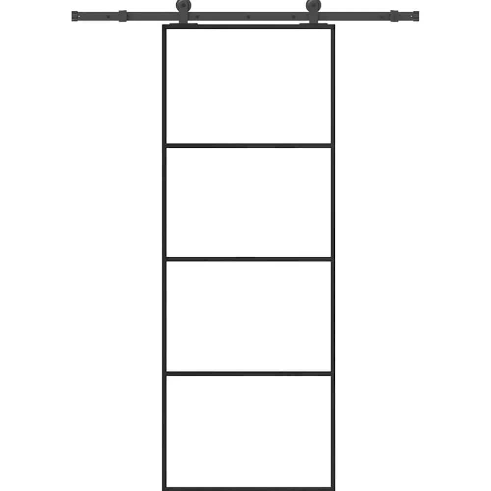 Schuifdeur met beslag 76x205 cm ESG-glas en aluminium>vidaXL Outlet