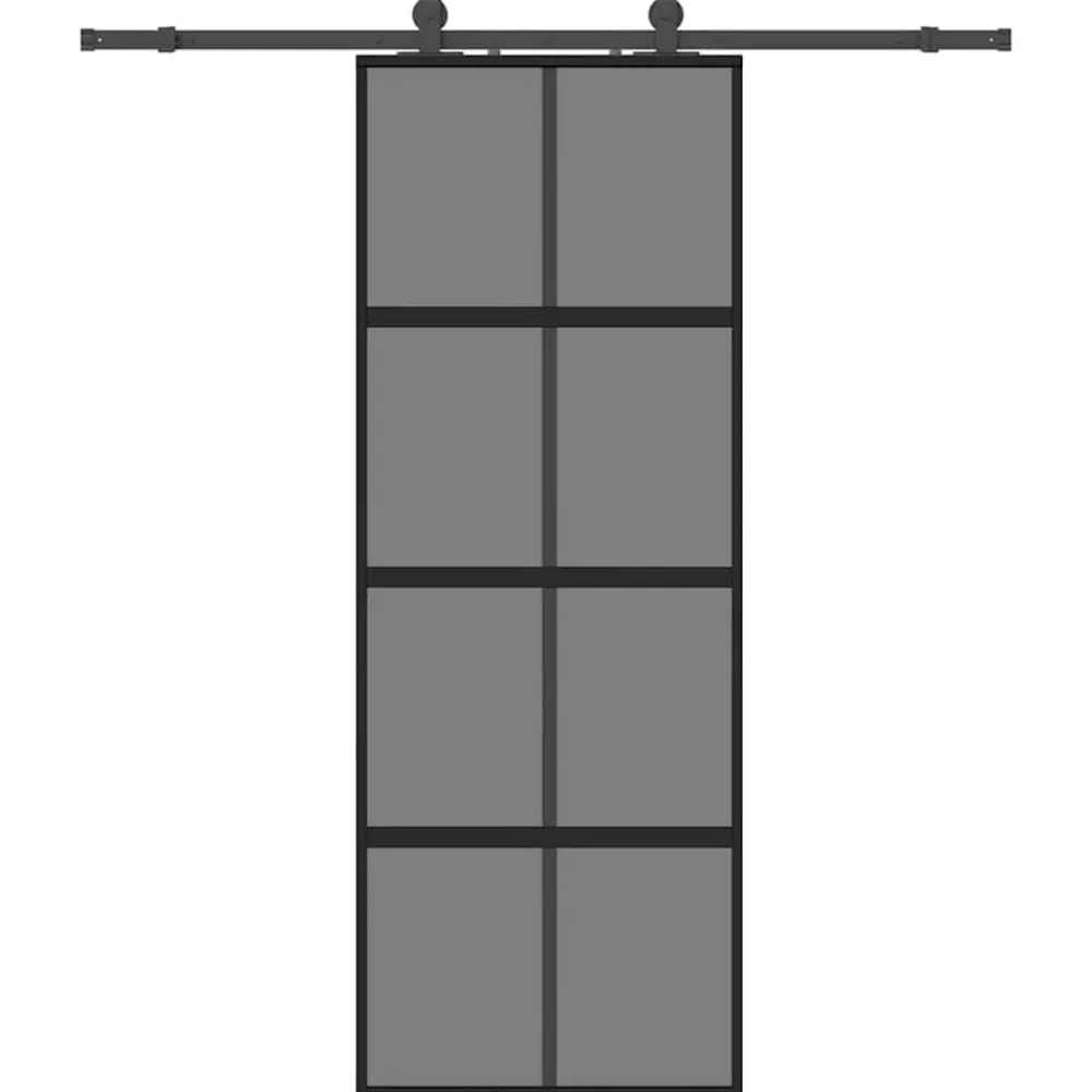 Schuifdeur met beslagset 76x205 cm gehard glas zwart>vidaXL Discount