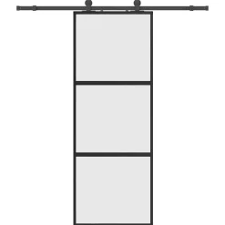 Schuifdeur met beslagset 76x205 cm gehard glas zwart>vidaXL Online