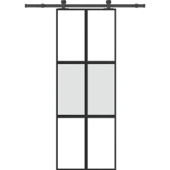 Schuifdeur met beslag 76x205 cm gehard glas en aluminium>vidaXL Clearance