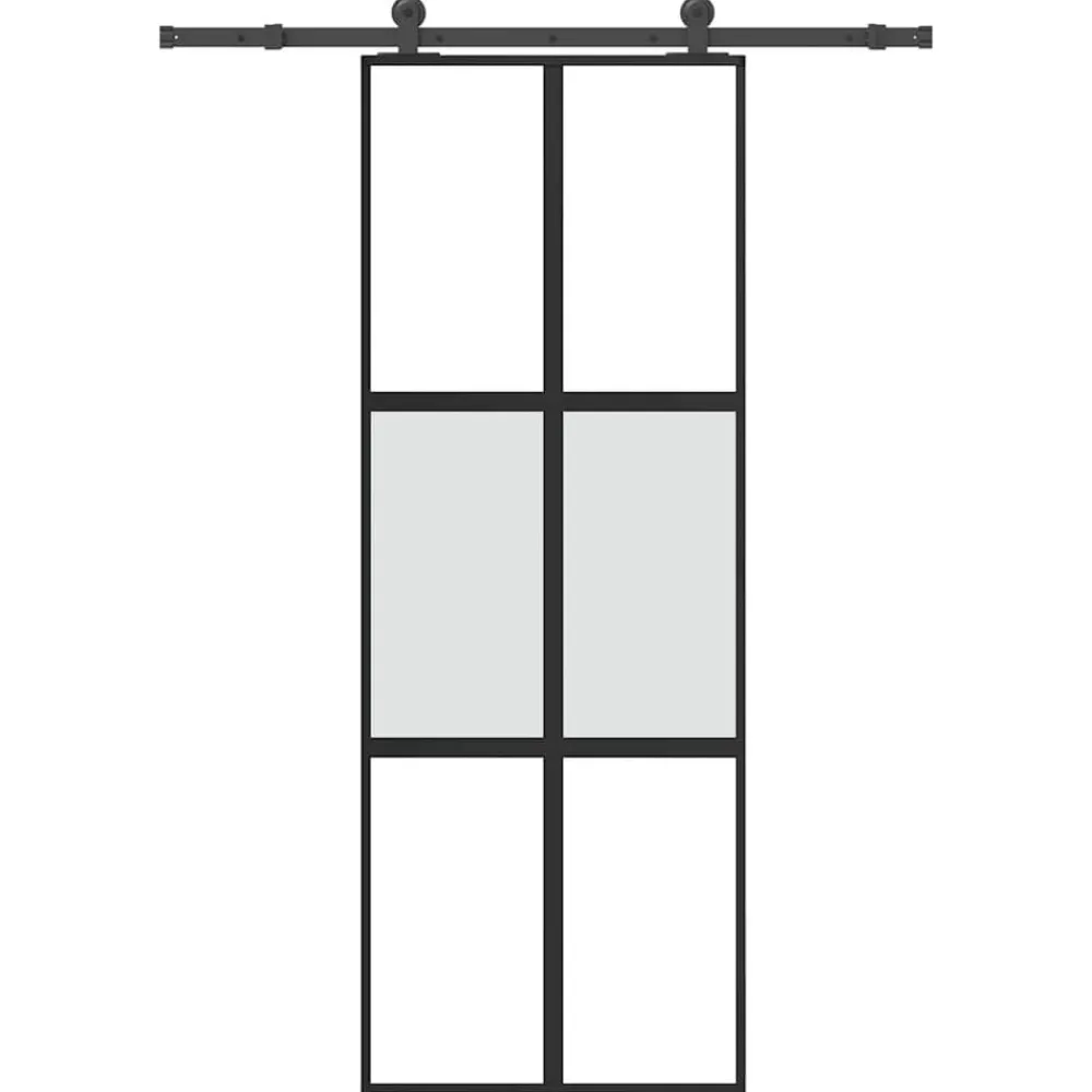 Schuifdeur met beslag 76x205 cm gehard glas en aluminium>vidaXL Clearance