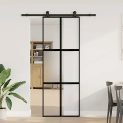 Schuifdeur met beslag 76x205 cm gehard glas en aluminium>vidaXL Clearance