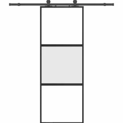 Schuifdeur met beslagset 76x205 cm gehard glas zwart>vidaXL Hot