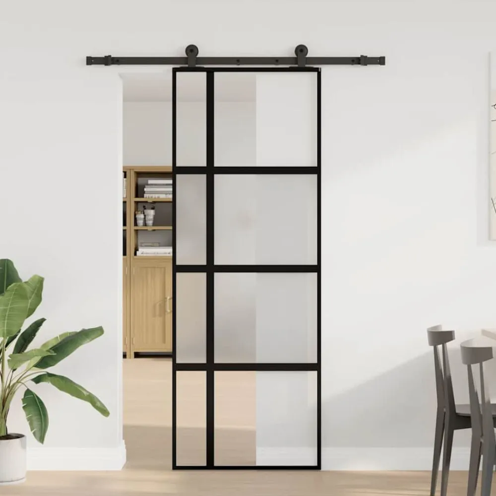 Schuifdeur met beslag 76x205 cm gehard glas en aluminium>vidaXL Sale