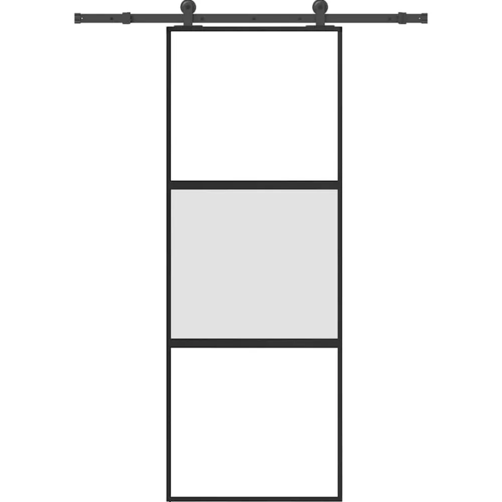 Schuifdeur met beslag 76x205 cm gehard glas en aluminium>vidaXL Sale